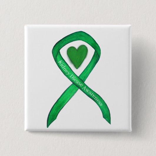 Nierziekte Awareness Groen lint Custom Pin Vierkante Button 5,1 Cm (Voorkant)