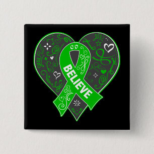 Nierziekte Believe Ribbon Heart Vierkante Button 5,1 Cm