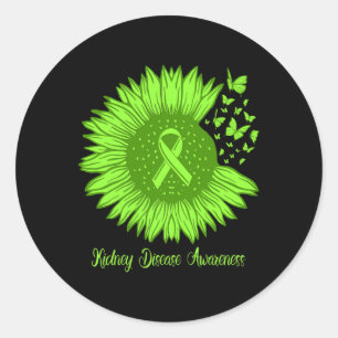 Nierziekte Bewustzijn Zonnebloem Moeder Groene Rib Ronde Sticker
