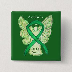 Nierziekte, engel Ribbon Art Pin Vierkante Button 5,1 Cm