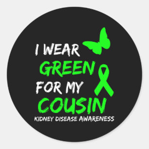 Nierziekte Ik Draag groen voor mijn neef lint 1 Ronde Sticker