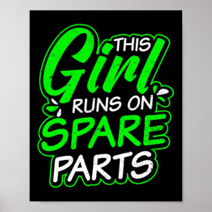 Nierziekte Ontwerp Meisje loopt op Spareparts Gift Poster