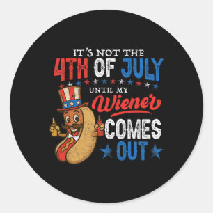 Niet 4 juli tot mijn worst uitkomt Funny Hotdog Ronde Sticker