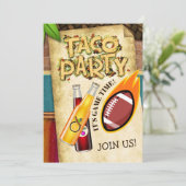 Niet-alcoholisch Voetbal Taco Feest Uitnodiging (Staand voorkant)