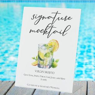 Niet-alcoholische Mojito Bruiloft Signature Mockta Reclamebord Met Voetstuk