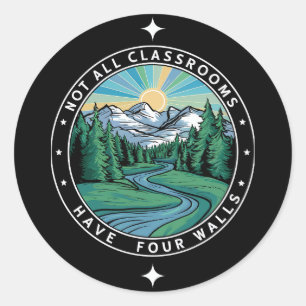 Niet alle klaslokalen hebben vier muren Natuur sch Ronde Sticker