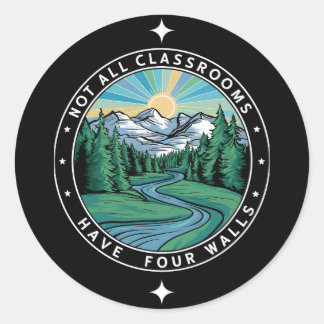 Niet alle klaslokalen hebben vier muren Natuur sch Ronde Sticker