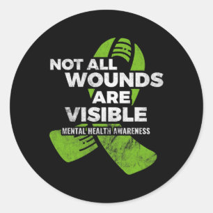 Niet alle wonden zichtbaar bewustzijn van psychisc ronde sticker