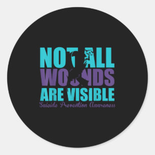 Niet alle wonden zijn zichtbaar Preventie van zelf Ronde Sticker