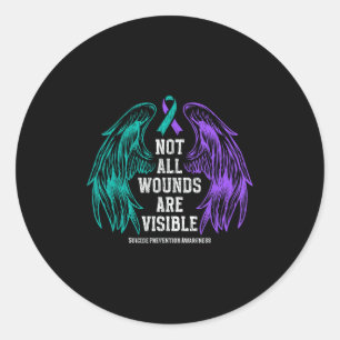 Niet alle wonden zijn zichtbaar Preventie van zelf Ronde Sticker