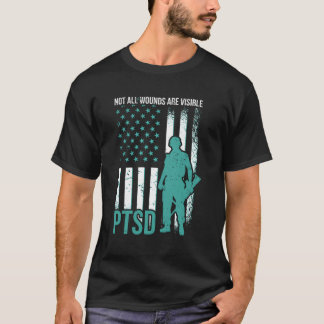 Niet alle wonden zijn zichtbaar PTSS-bewustzijn T-shirt