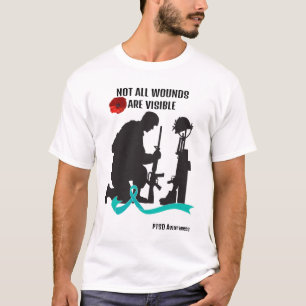 NIET ALLE WONDEN ZIJN ZICHTBAAR. PTSS-BEWUSTZIJN. T-SHIRT