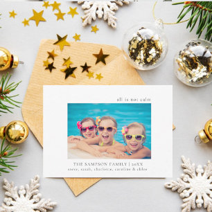 Niet alles is rustig Familiefoto Grappig Kerst Kaa Bedankkaart