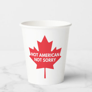 Niet Amerikaans, niet sorry papieren bekers