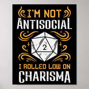 Niet anti-sociaal lage charisma grappige Rpg-gamer Poster