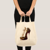 "Niet bang voor hoogten" — Ontwerp met hoge hiel v Tote Bag (Voorkant (product))