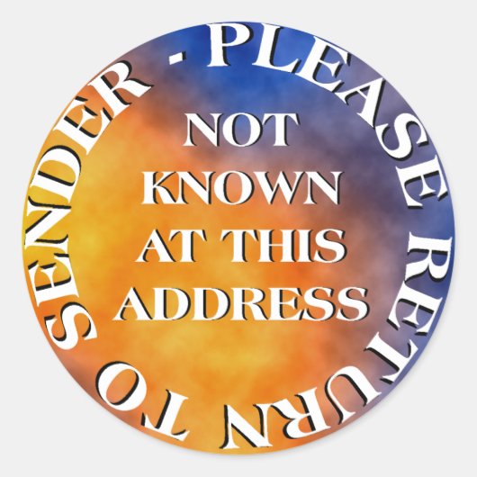 Niet bekend op dit adres ronde sticker (Voorkant)