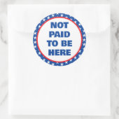 Niet betaald om hier te protesteren ronde sticker (Tas)