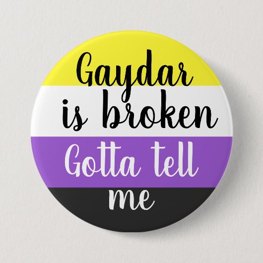 Niet-binair | Gaydar is gebroken | Ronde Button 7,6 Cm (Voorkant)
