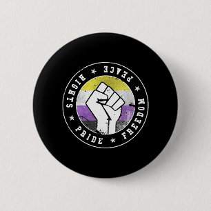 Niet Binair LGBT Vlag Embleem W grunge Ronde Button 5,7 Cm
