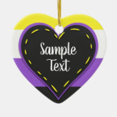 Niet-binair pridevlaghart met tekst keramisch ornament (Voorkant)