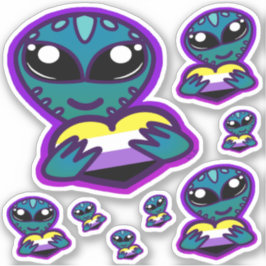 Niet-binaire en gepantserde Alien-Stickers Sticker