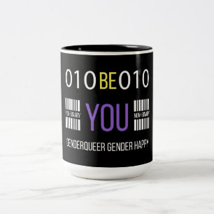 Niet-binaire Genderqueer Happy Coffee-Mok Tweekleurige Koffiemok