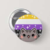 Niet-binaire LGBT Pride Flag Cat Button (Voorkant /achterkant)