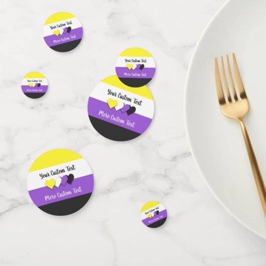 Niet-binaire pride vlag met harten confetti (Groep)