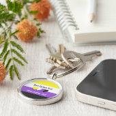 Niet-binaire pride vlag met harten sleutelhanger (Zijkant)