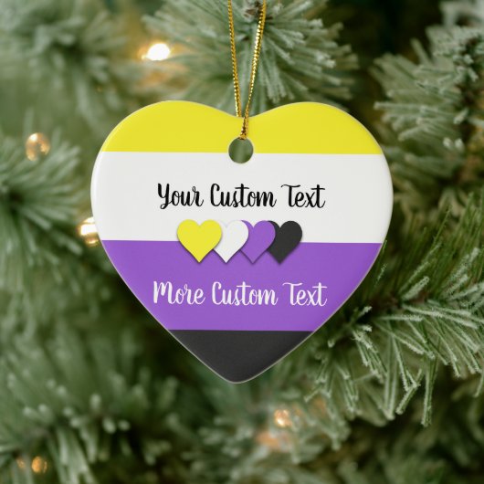 Niet-binaire pridevlag met tekstversiering keramisch ornament (Boom)