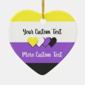 Niet-binaire pridevlag met tekstversiering keramisch ornament (Voorkant)