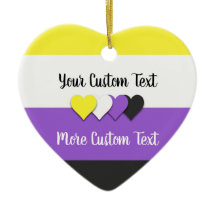 Niet-binaire pridevlag met tekstversiering