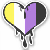 Niet-binaire trots druppelend hart sticker (Voorkant)