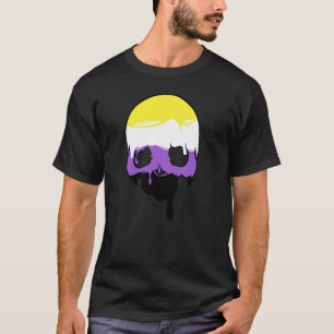 Niet-binaire trots druppelende schedel t-shirt