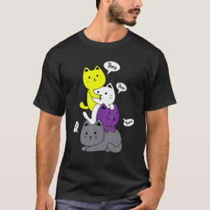 Niet-binaire trots kat Lgbt zij hun hen Miauw Scha T-shirt
