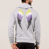 Niet-binaire vlag - Angel Wings Hoodie (Achterkant)