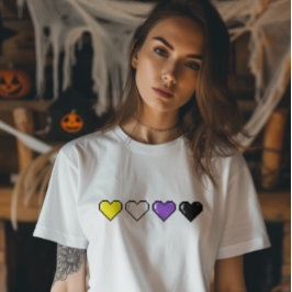 Niet-binaire vlag Pixel hart T-shirt