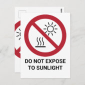 Niet blootstellen aan direct zonlicht, verbodsbord briefkaart (Voorkant / Achterkant)