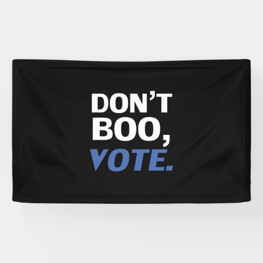"Niet boeien, stemmen" verkiezing zwart blauw wit Spandoek (Horizontaal)
