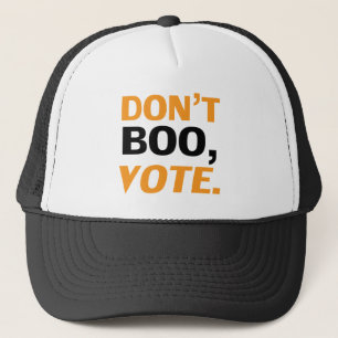 "Niet boeien, stemmen" zwarte oranje witte Hallowe Trucker Pet