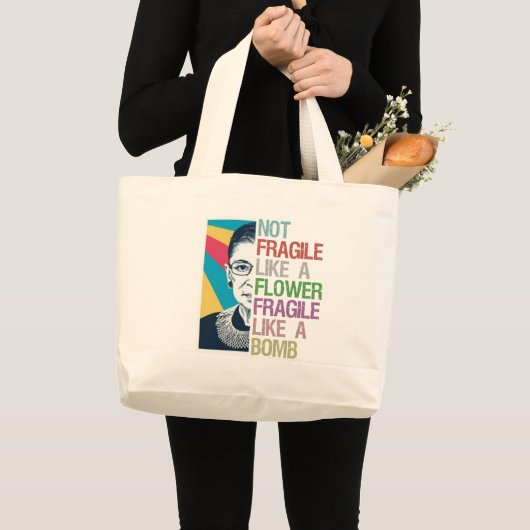 Niet breekbaar als een bloem breekbaar als een bom grote tote bag (Voorkant (product))