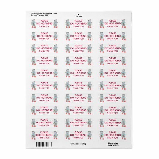 NIET BUIGEN - ROBOTLABELS ETIKET (Full Sheet)