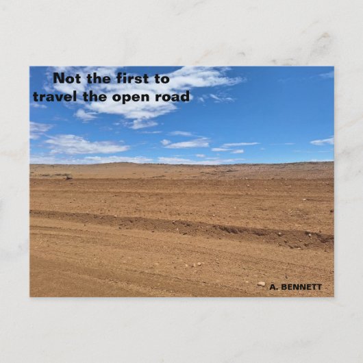 Niet de eerste die de open weg aflegt briefkaart (Voorkant)