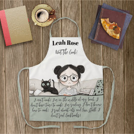 Niet de kok! Schattigee lezer en kattenillustratie Schort