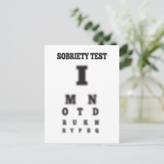 Niet drink Sobriety Blurry Eye Chart Test nuchter Briefkaart (Staand voorkant)