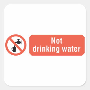 Niet Drink teken voor waterveiligheid Vierkante Sticker