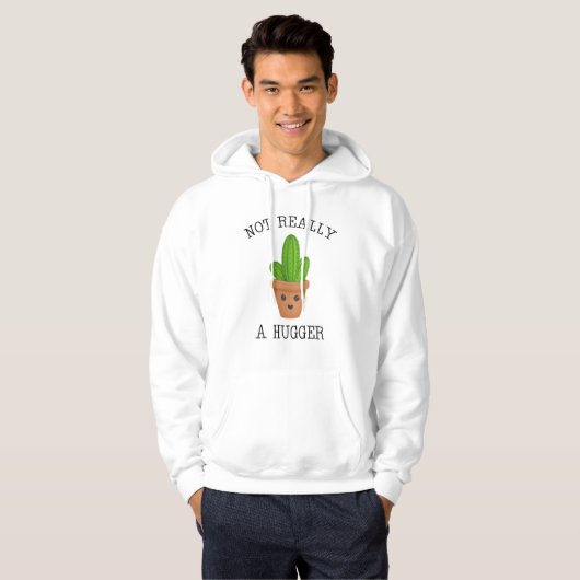 Niet echt een hugger die Kawaii Cactus Introvert. Hoodie (Voorkant volledig)