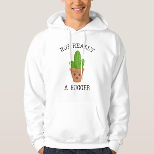 Niet echt een hugger die Kawaii Cactus Introvert. Hoodie (Voorkant)