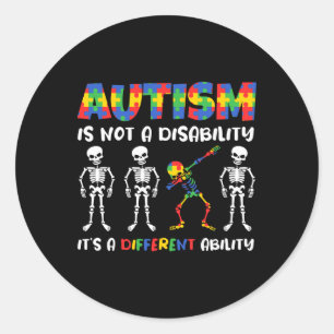 Niet een invaliditeit Anders vermogen skelet autis Ronde Sticker
